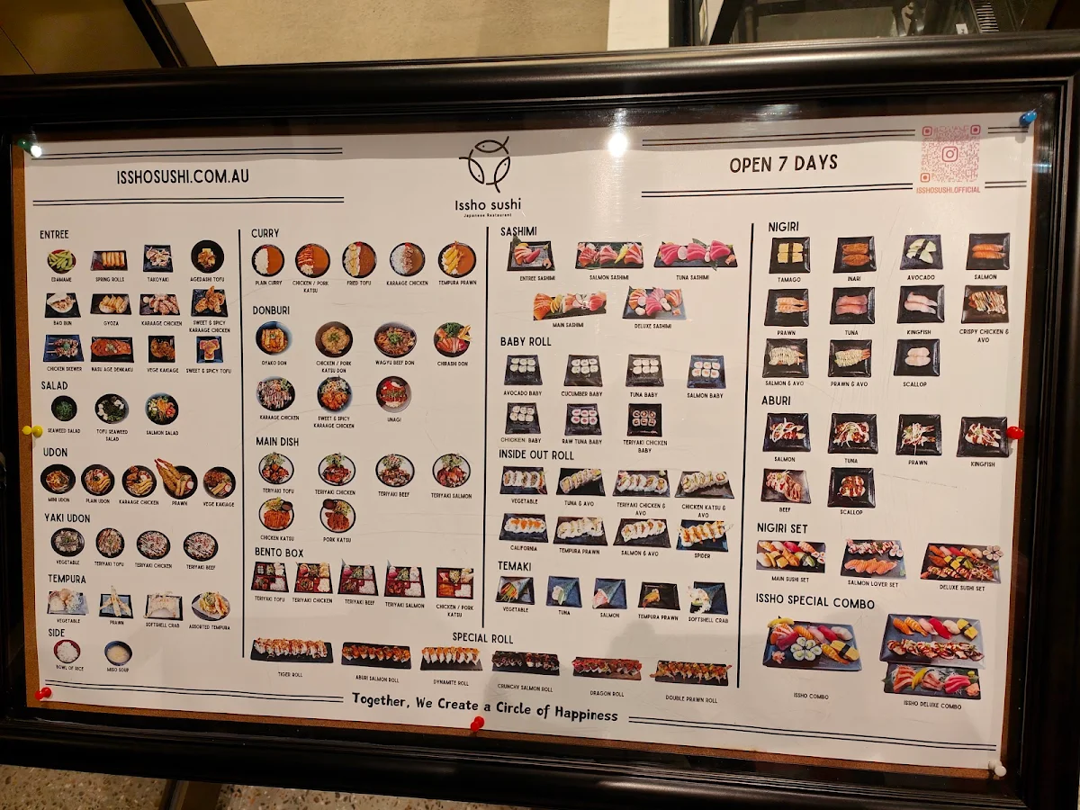 Menu, Issho sushi - Carseldine