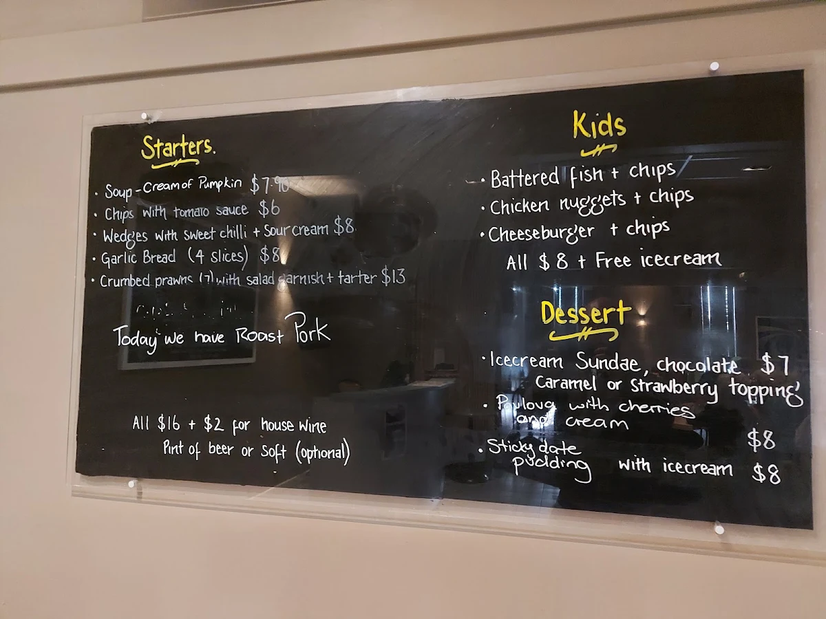 Menu, The Southern Bar Gaming Bistro