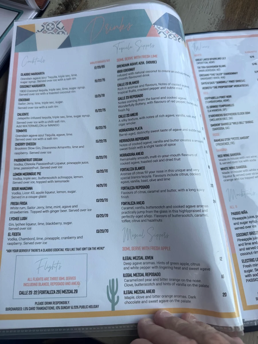 Menu, Si Señorita Forster
