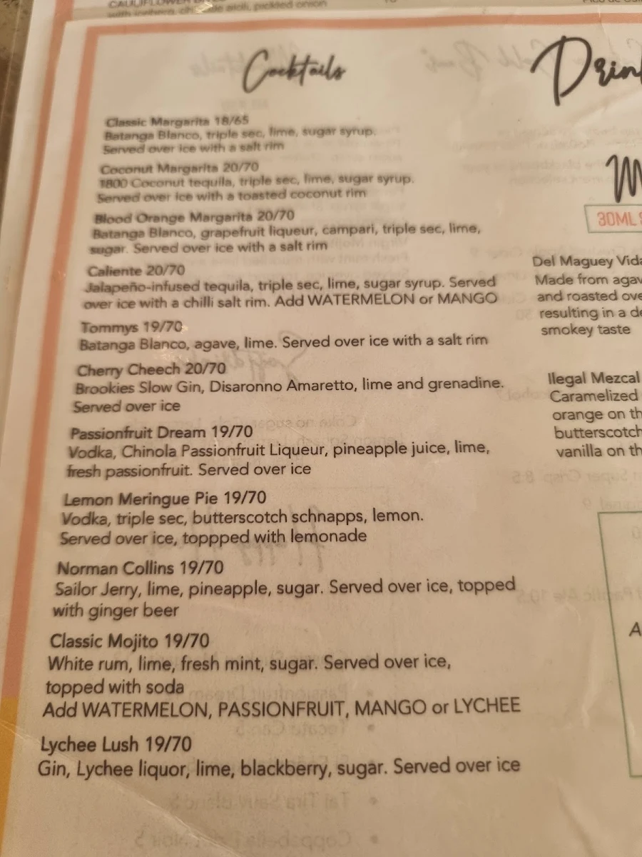 Menu, Si Señorita Forster