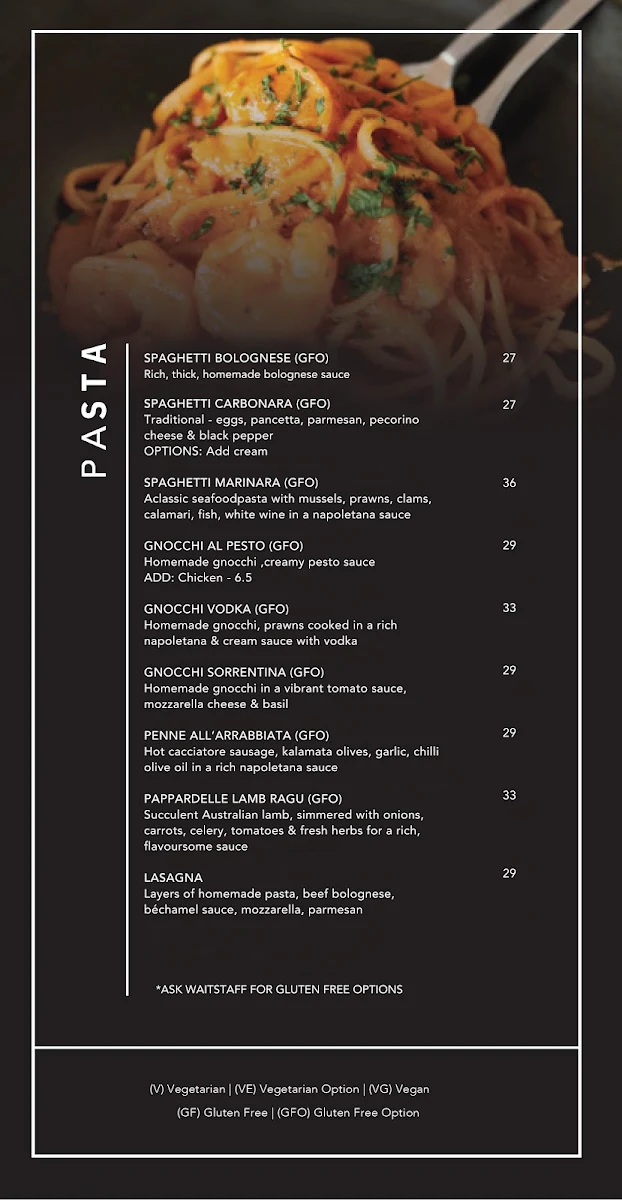 Menu, Grissini Greek Italian Restaurant
