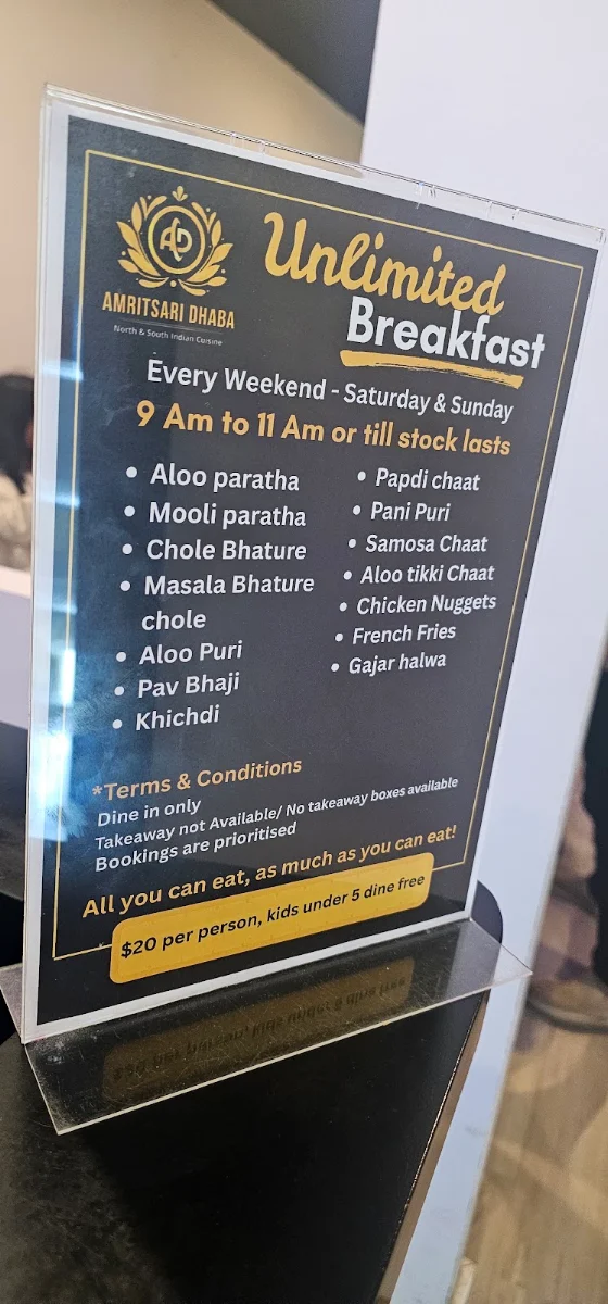 Menu, Amritsari Dhaba