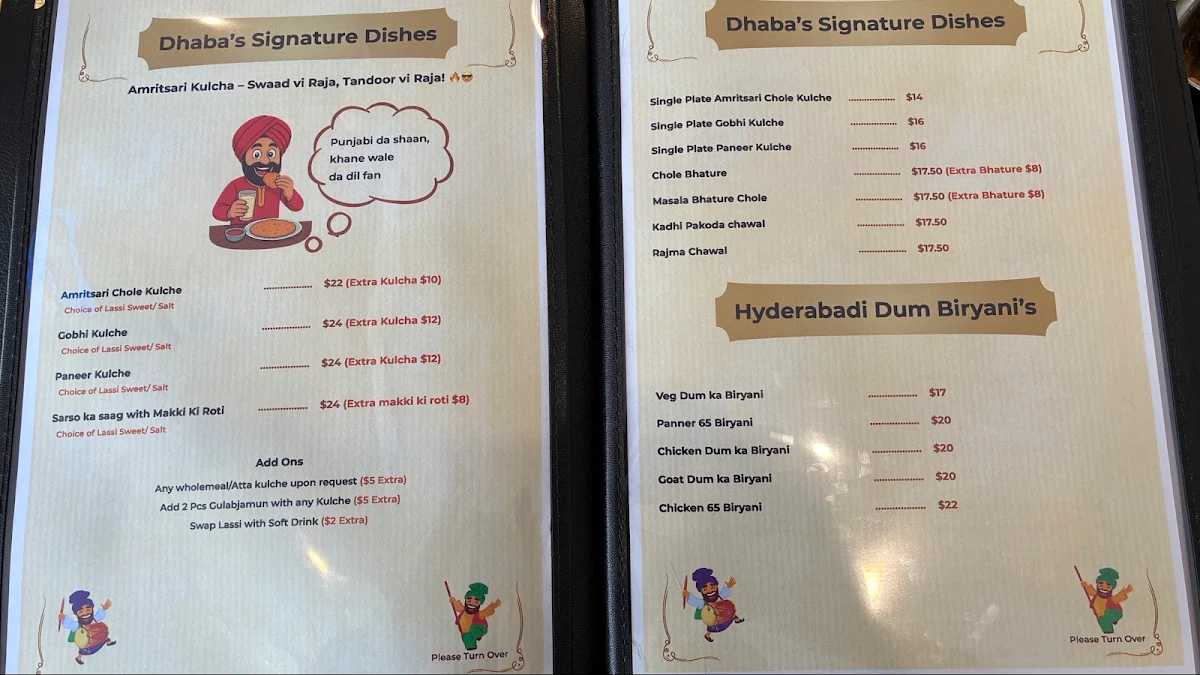 Menu, Amritsari Dhaba