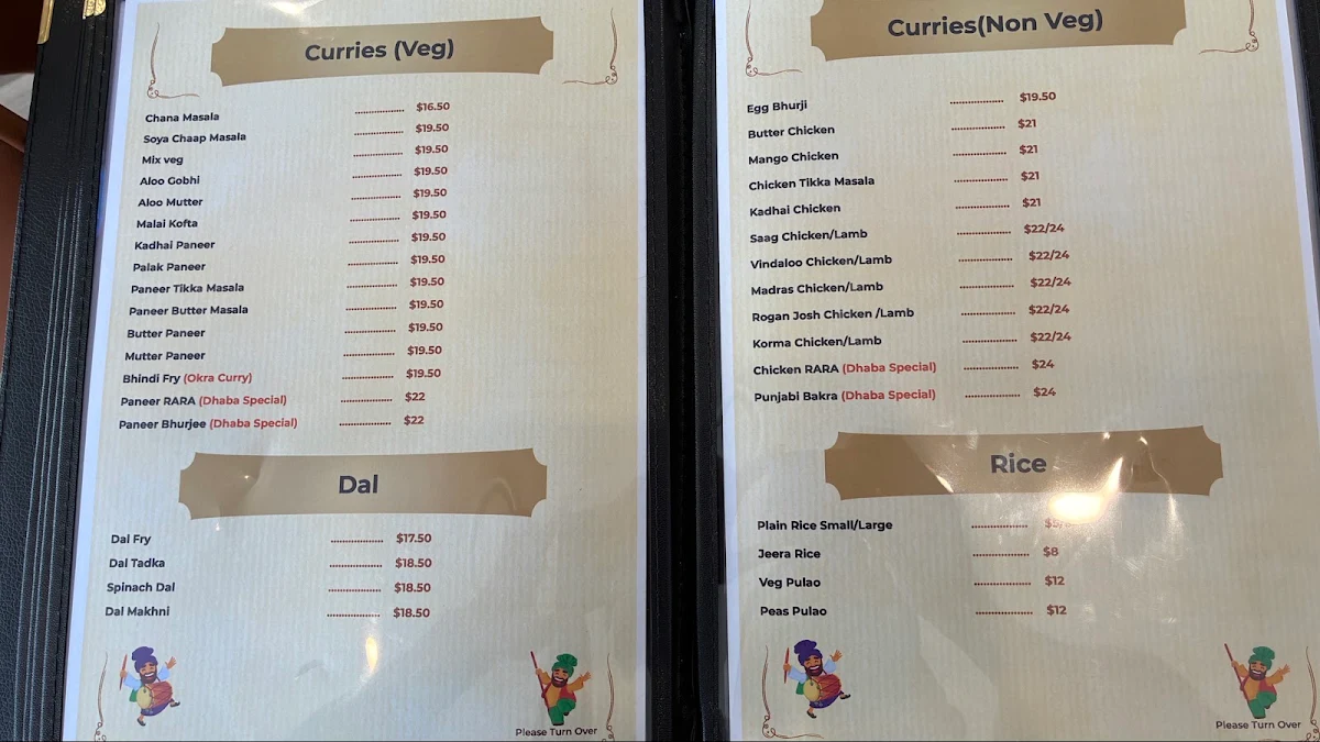 Menu, Amritsari Dhaba