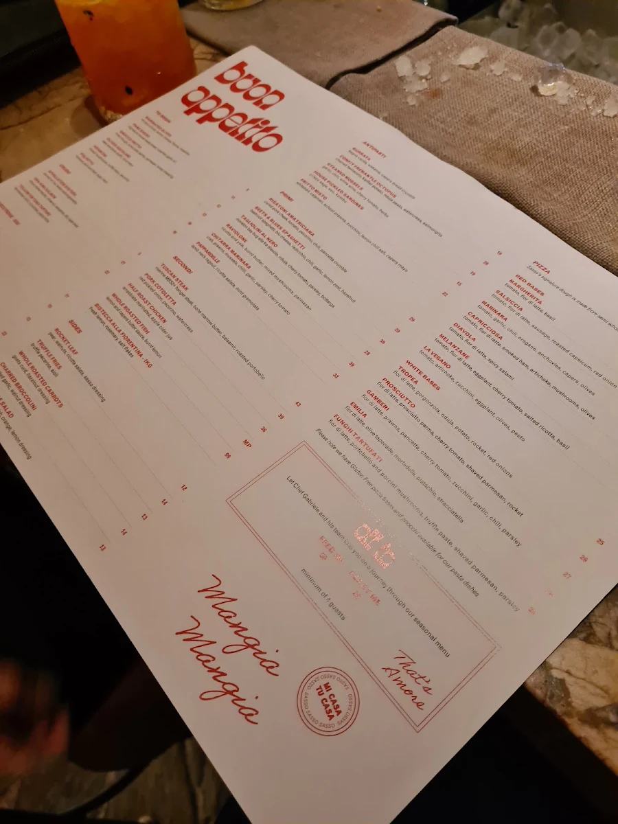 Menu, Sasso Italiano