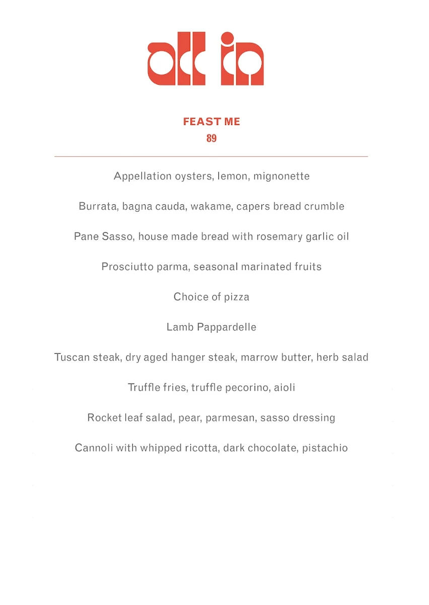 Menu, Sasso Italiano