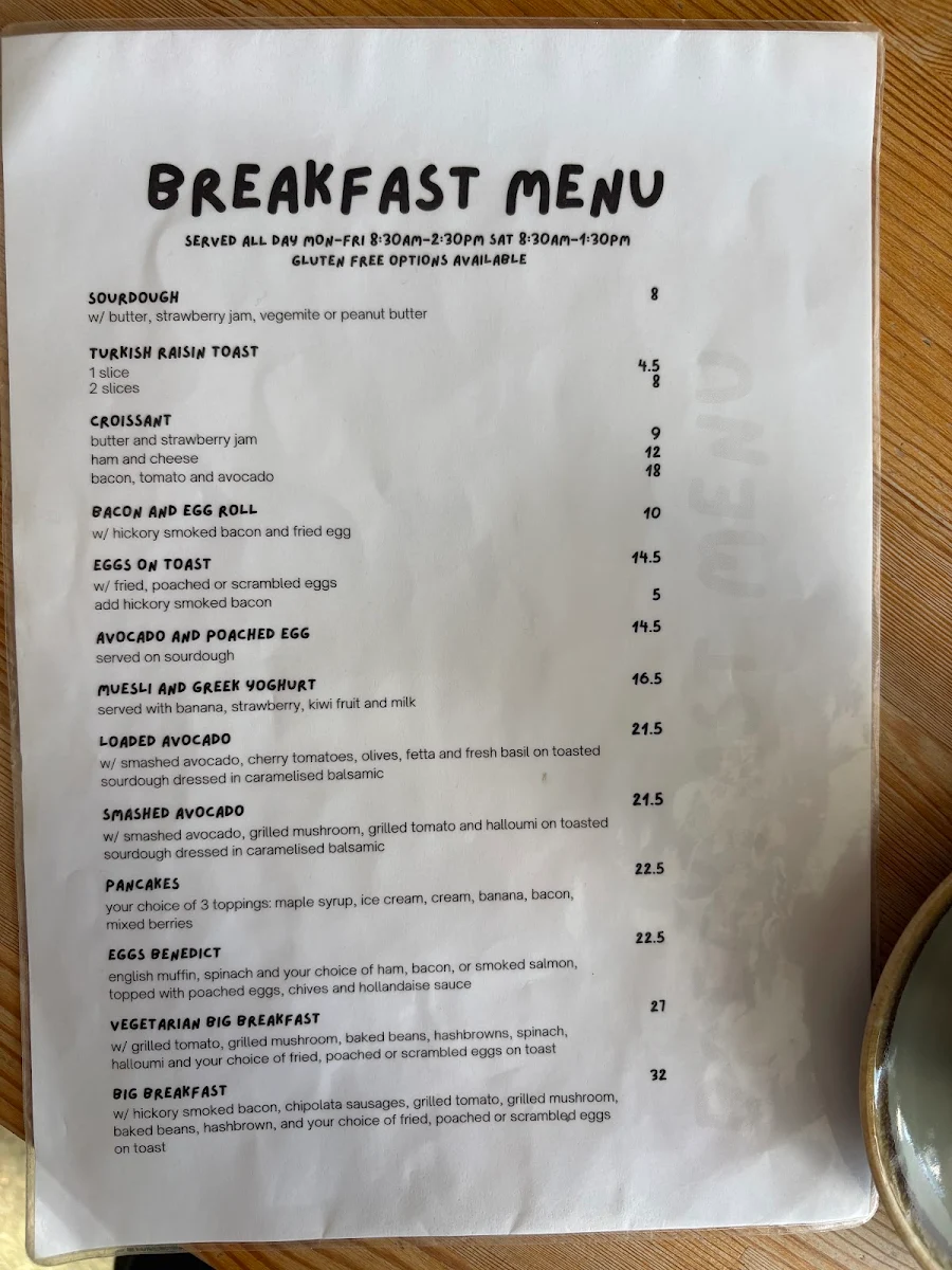 Menu, Akora Cafe
