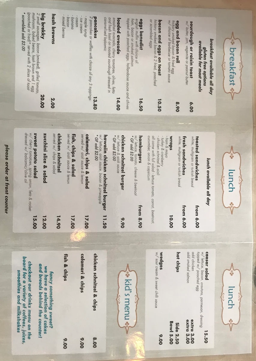 Menu, Akora Cafe