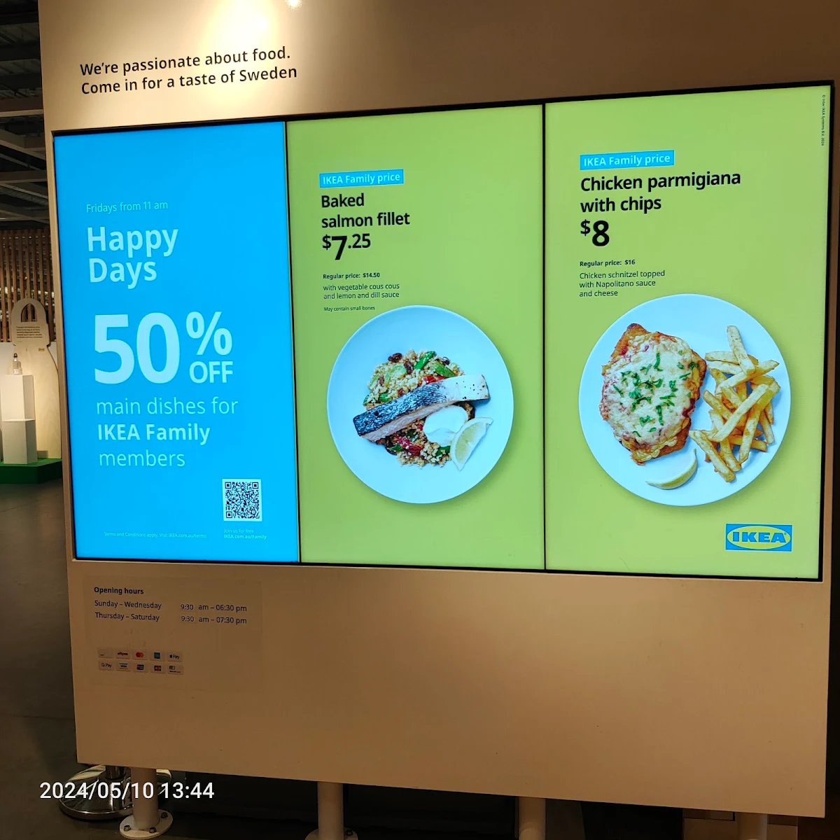 Menu, IKEA Restaurant