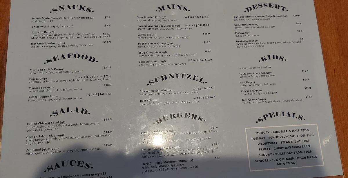 Menu, Challa Gardens Hotel