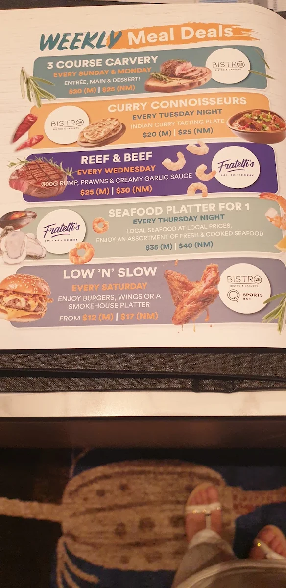 Menu, Brothers Leagues Club Cairns