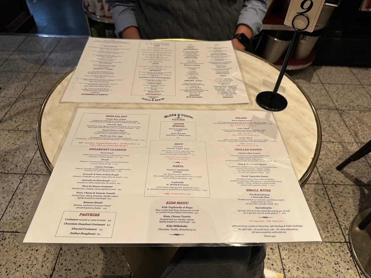 Menu, Caffé E Torta