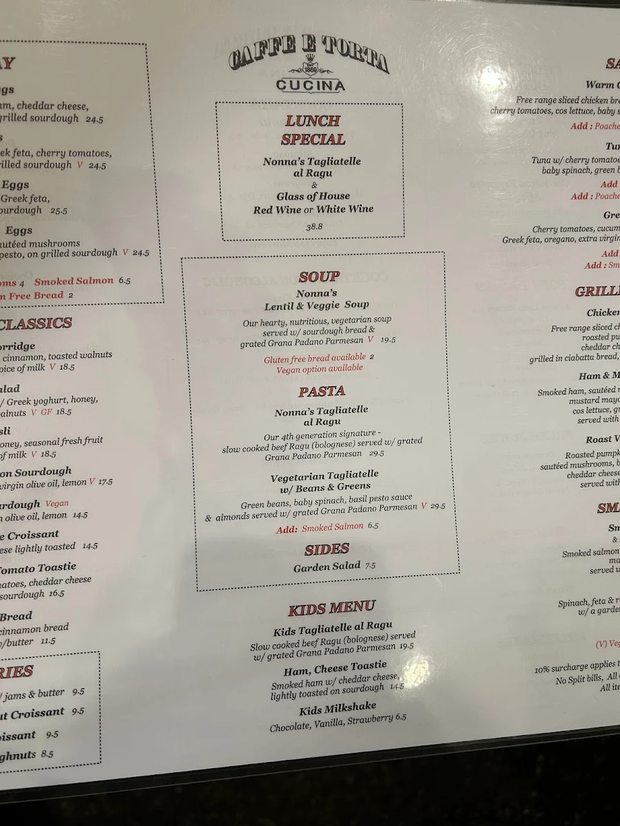 Menu, Caffé E Torta