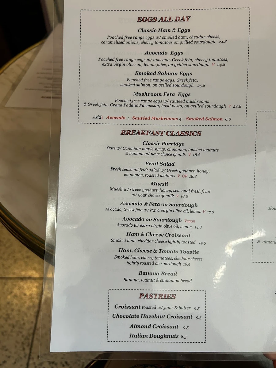 Menu, Caffé E Torta