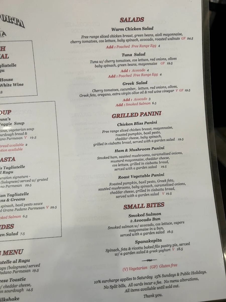 Menu, Caffé E Torta