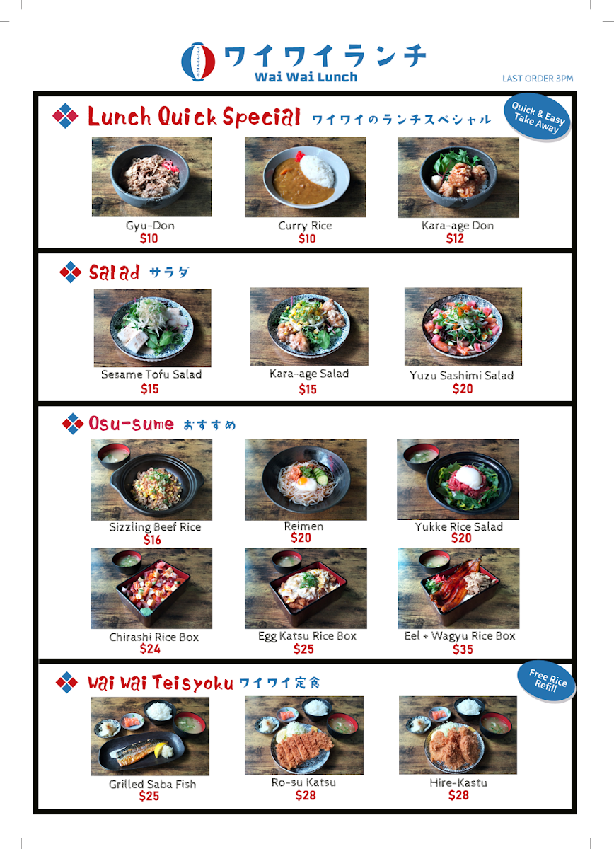 Menu, WAI-WAI Dining