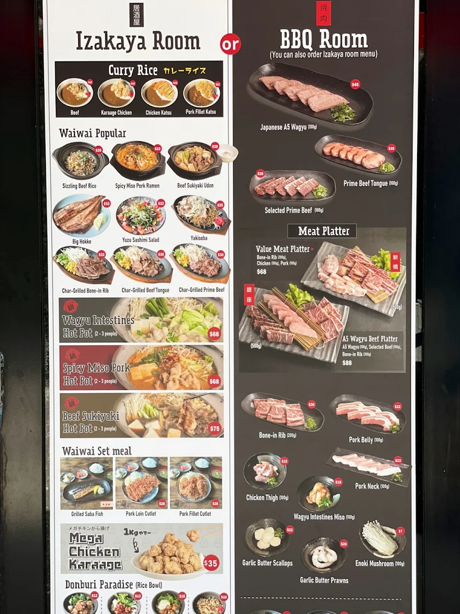 Menu, WAI-WAI Dining