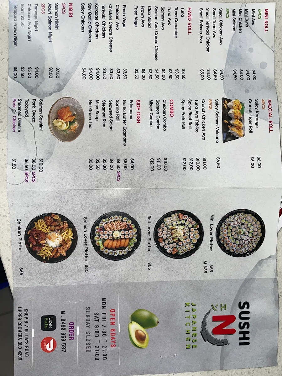 Menu, Sushi N