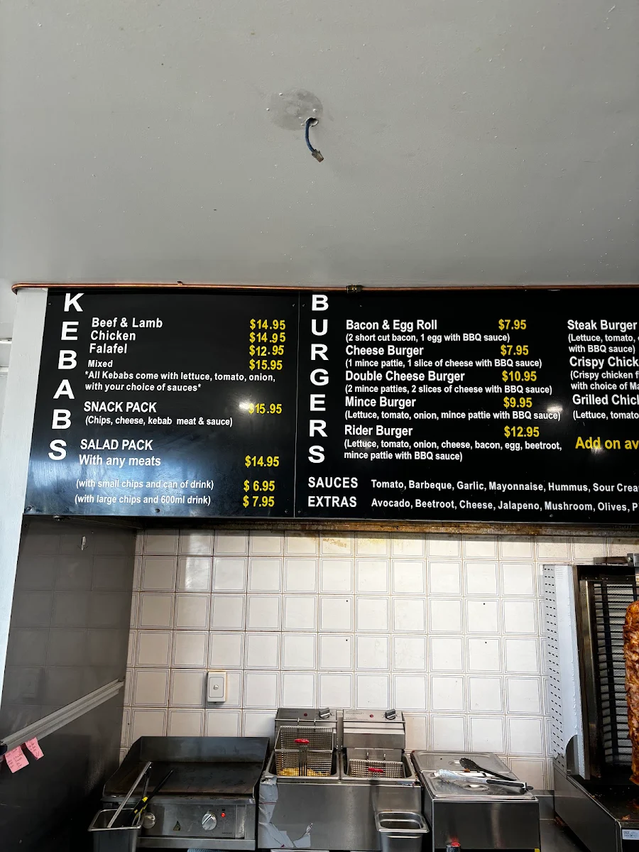 Menu, CQ KEBAB & BURGERS