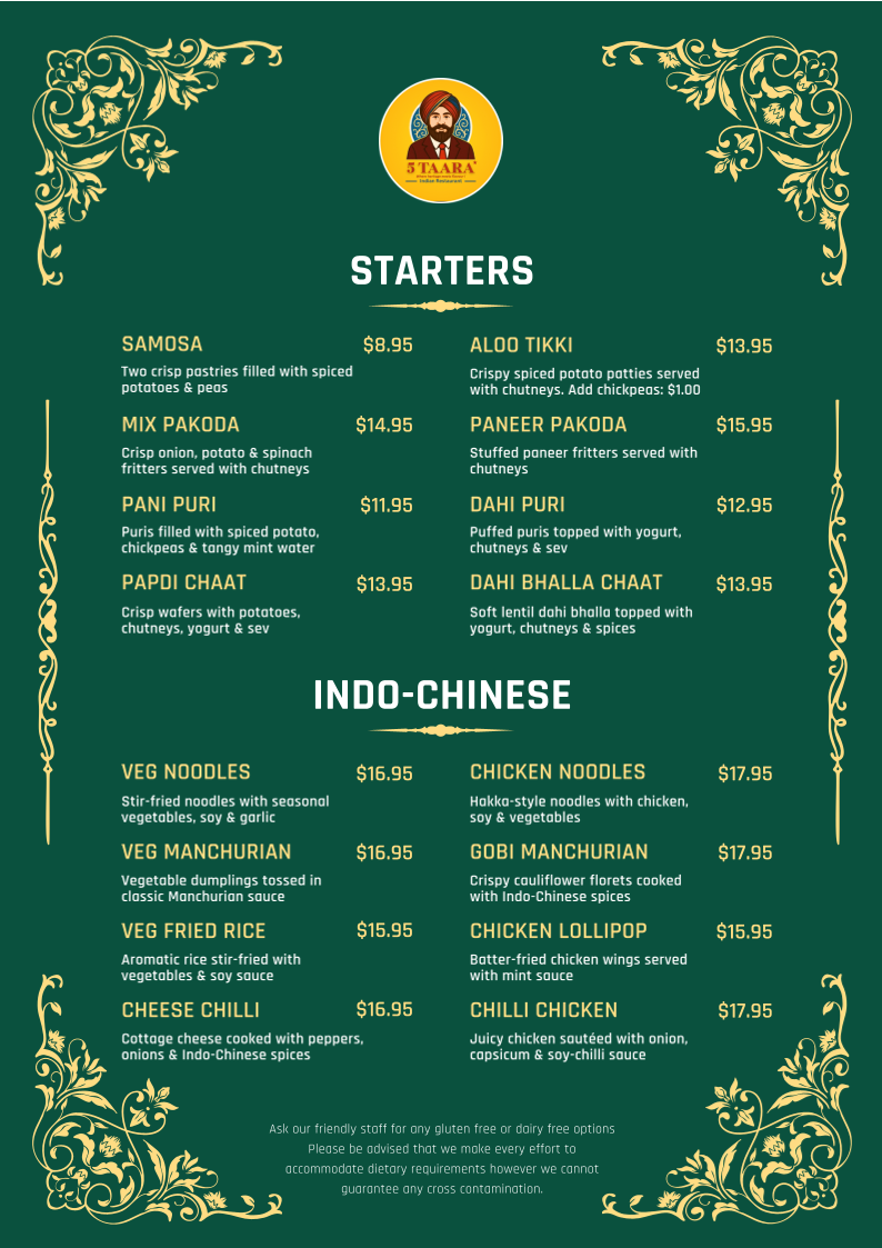 Menu, 5 TAARA
