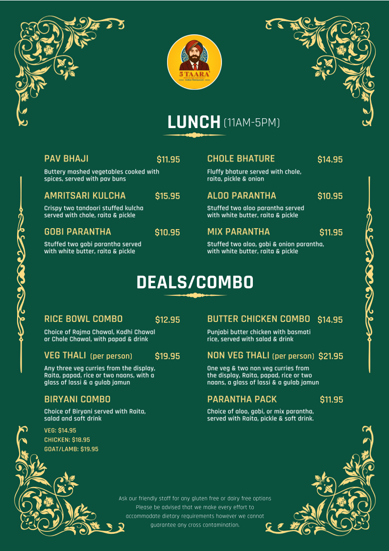 Menu, 5 TAARA