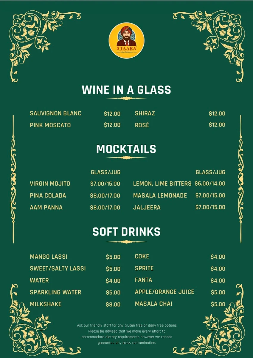 Menu, 5 TAARA