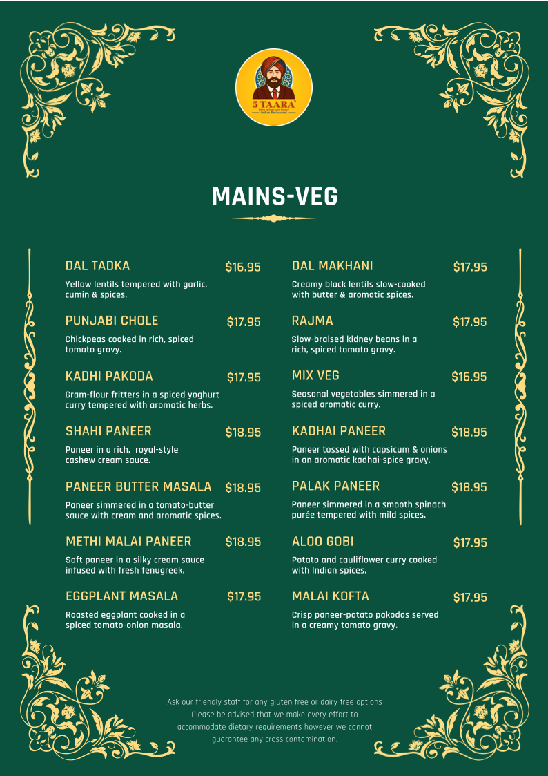Menu, 5 TAARA