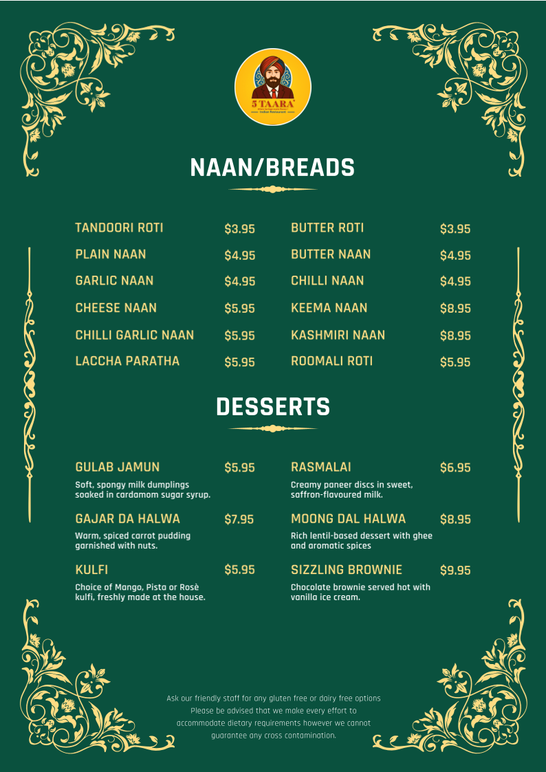 Menu, 5 TAARA