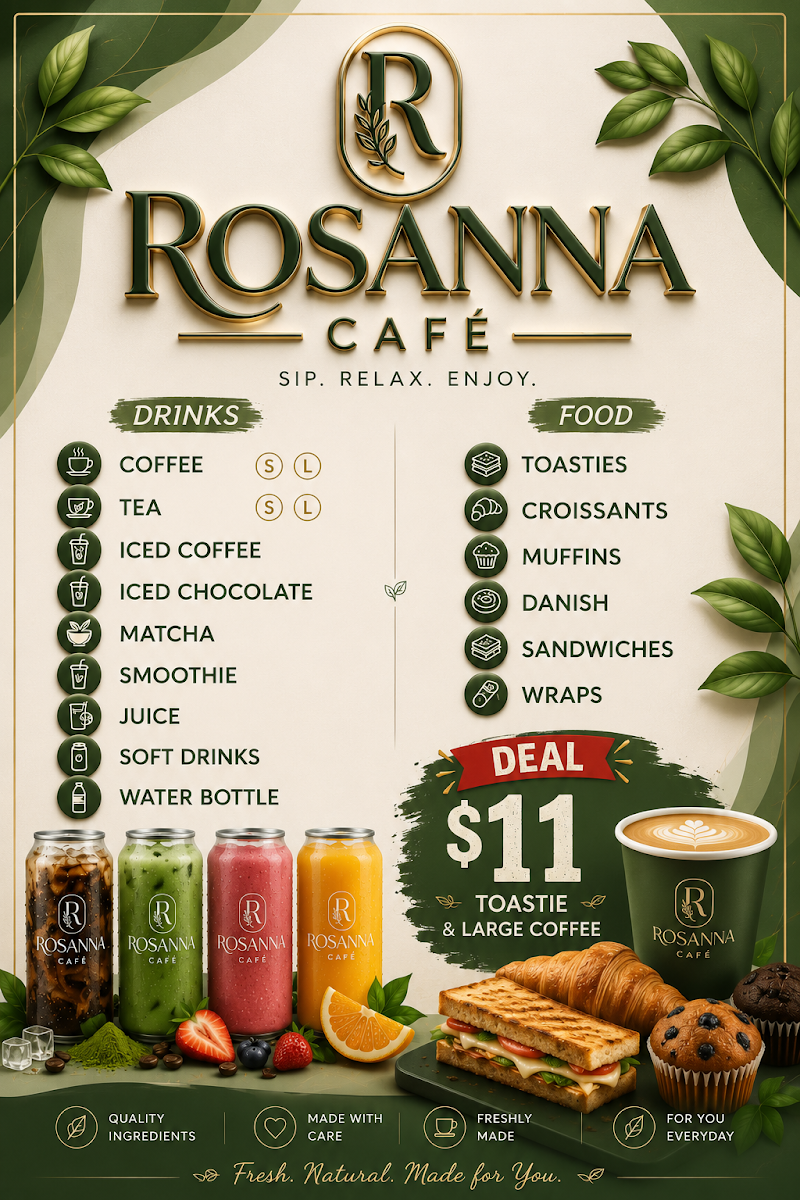 Menu, ROSANNA CAFE
