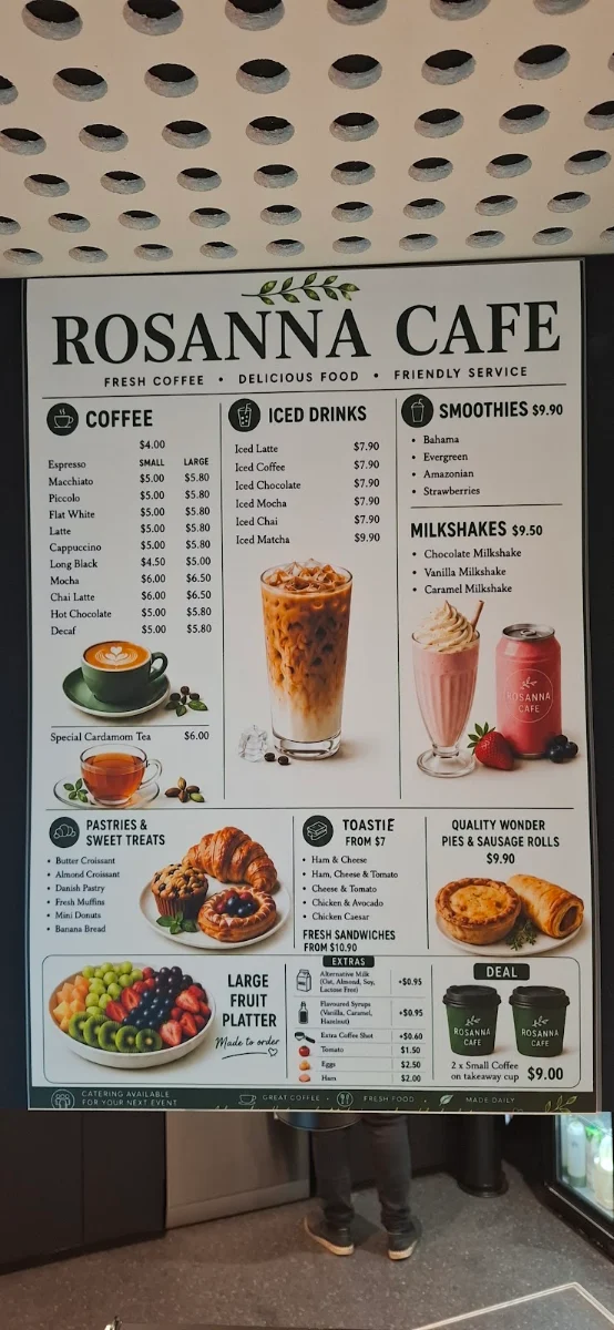 Menu, ROSANNA CAFE