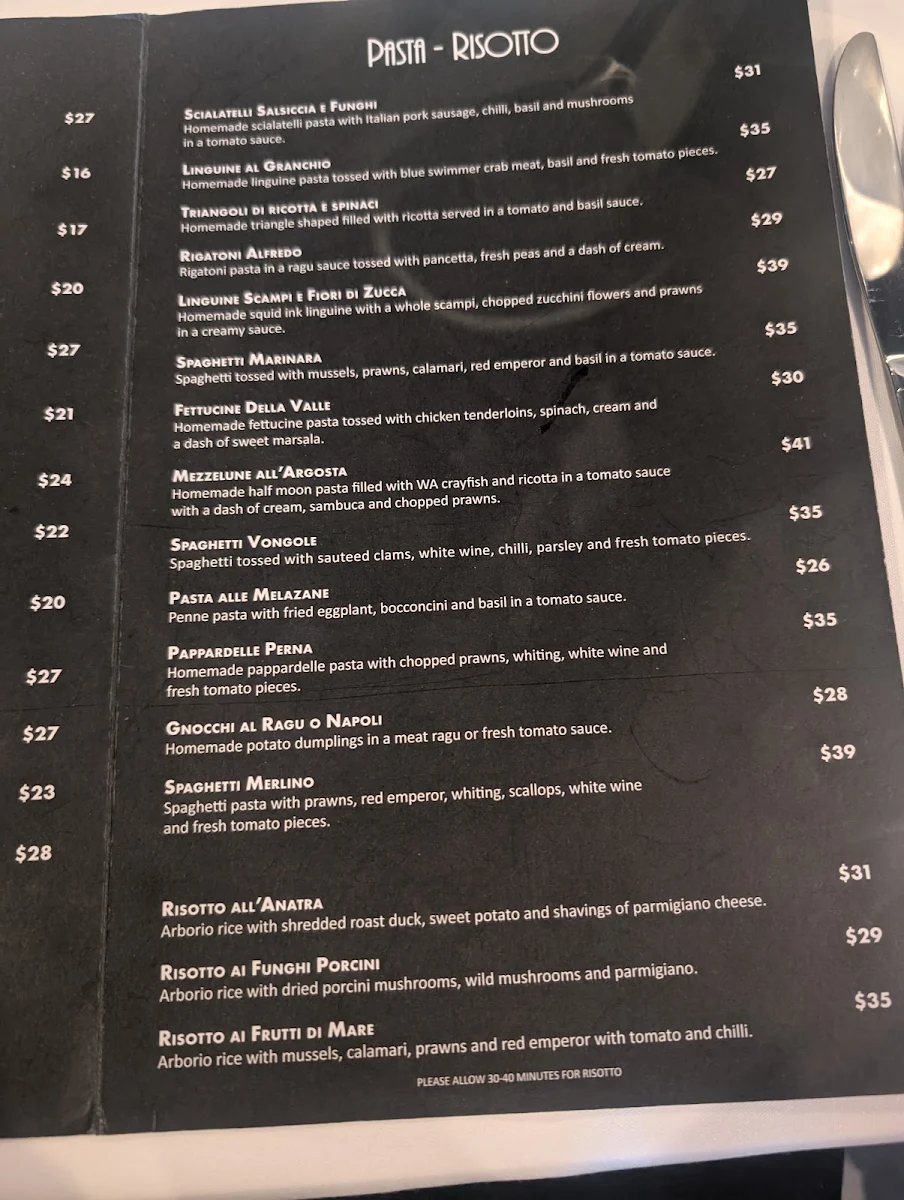 Menu, Numero Uno