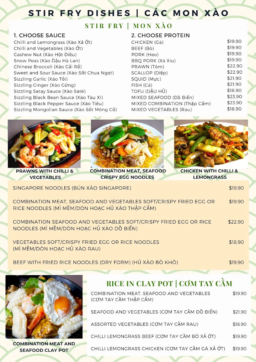 Menu, Thien Nga