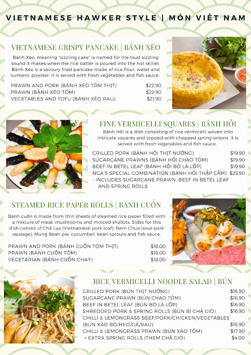 Menu, Thien Nga