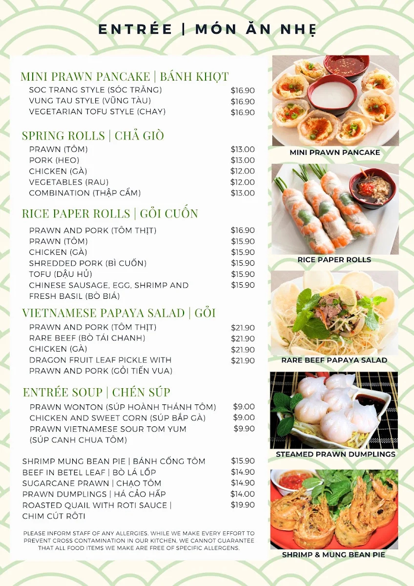 Menu, Thien Nga