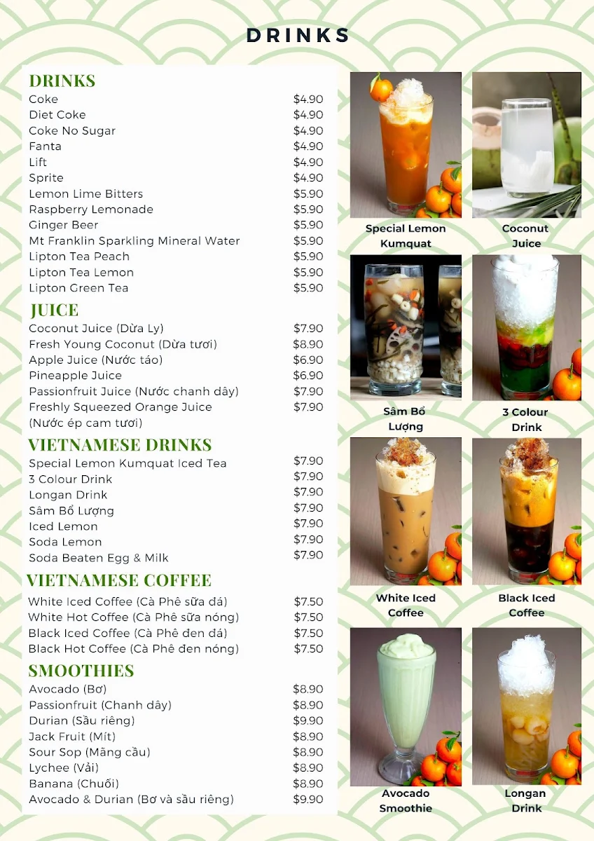 Menu, Thien Nga