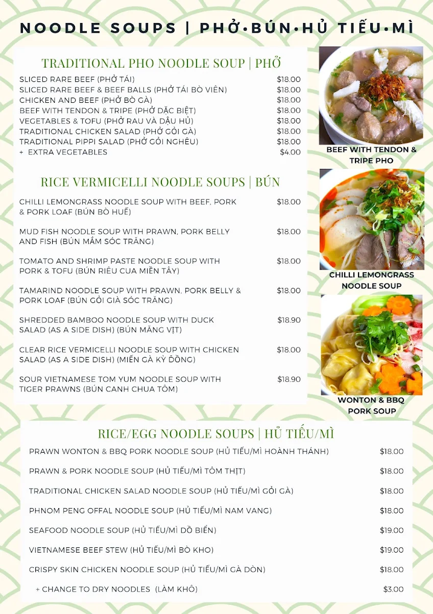 Menu, Thien Nga