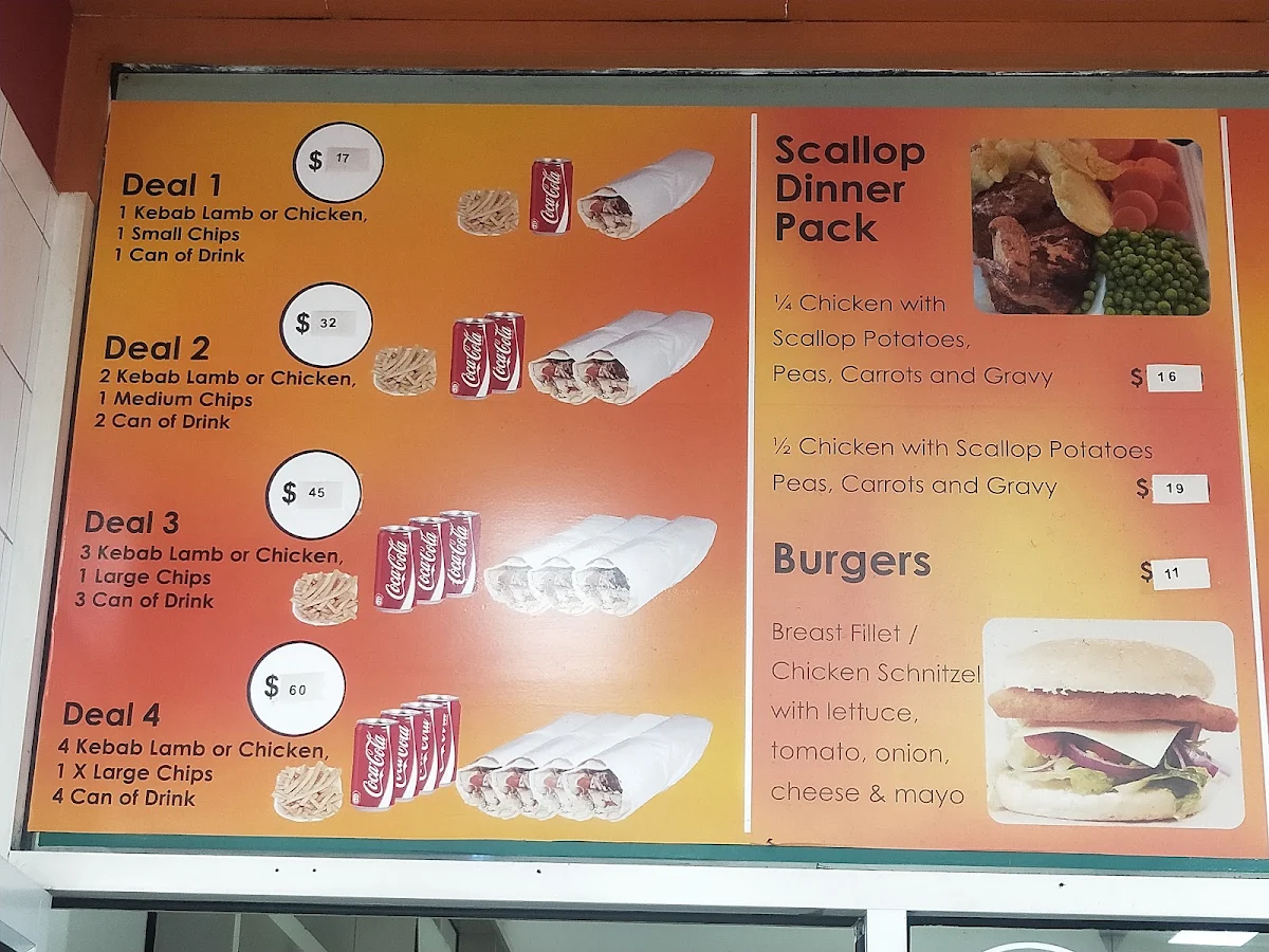 Menu, Ali’s kebab & Charcoal chicken