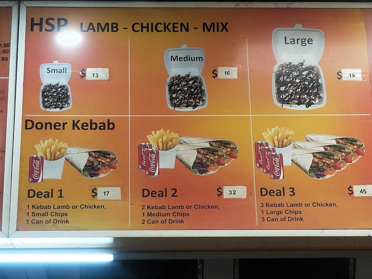 Menu, Ali’s kebab & Charcoal chicken