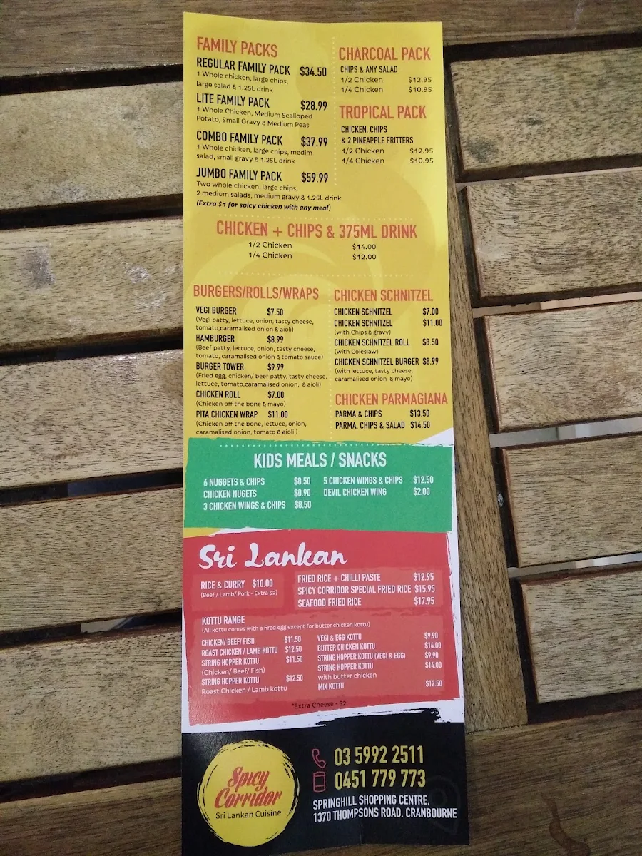 Menu, Ali’s kebab & Charcoal chicken
