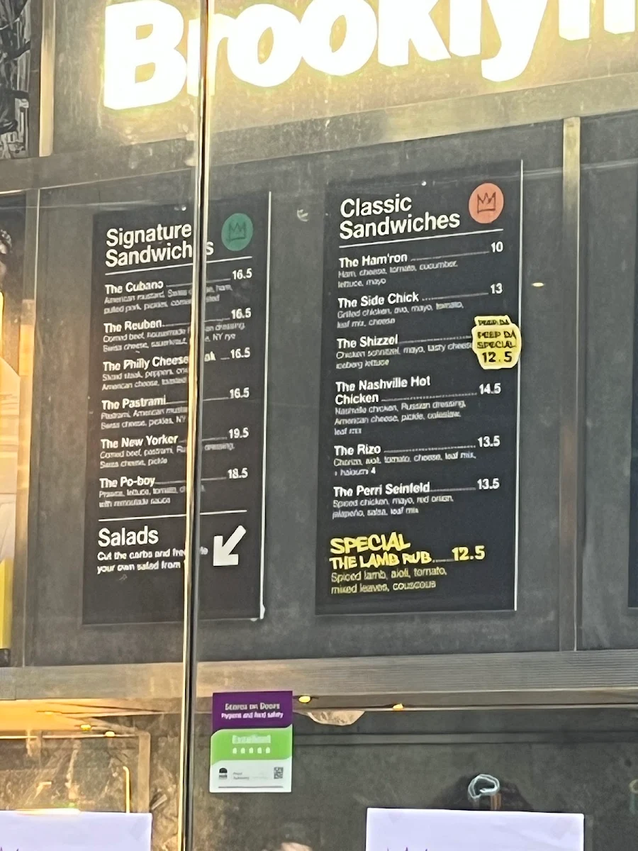 Menu, Brooklyn Bridge Deli