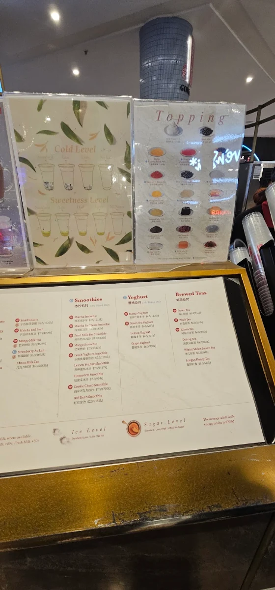 Menu, Gong Cha Chadstone