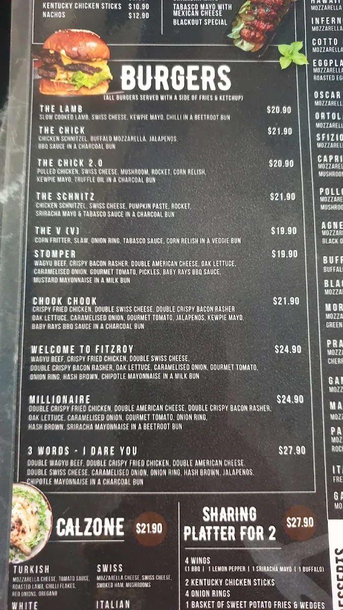 Menu, Blackout Restaurant and Lounge