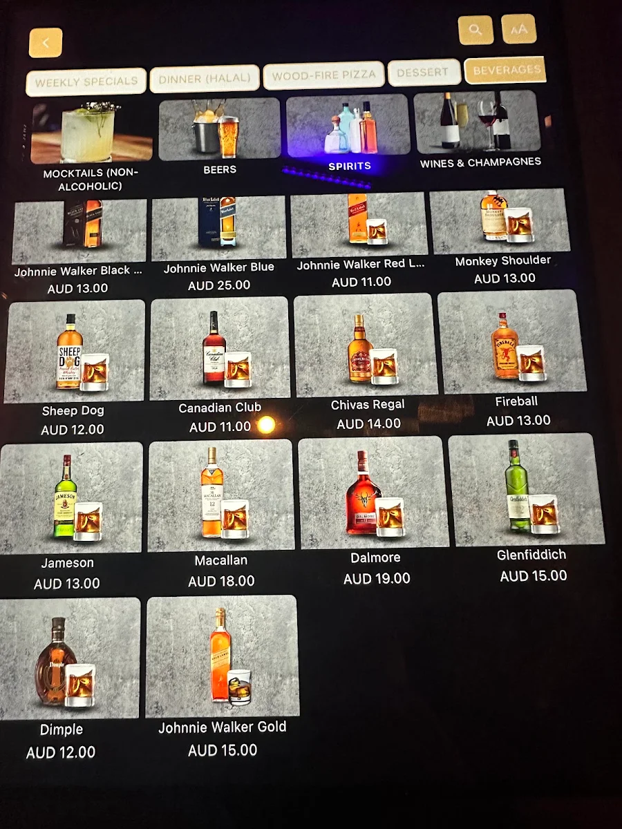 Menu, Blackout Restaurant and Lounge