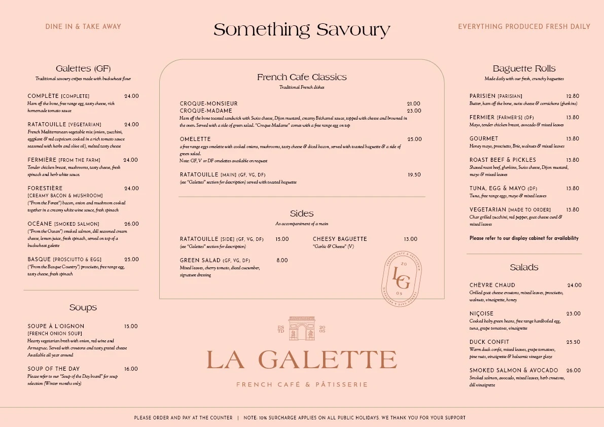 Menu, La Galette