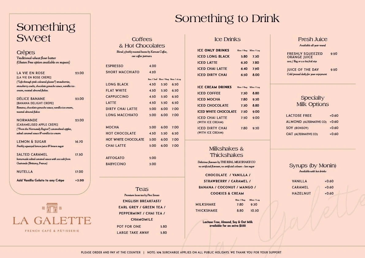 Menu, La Galette