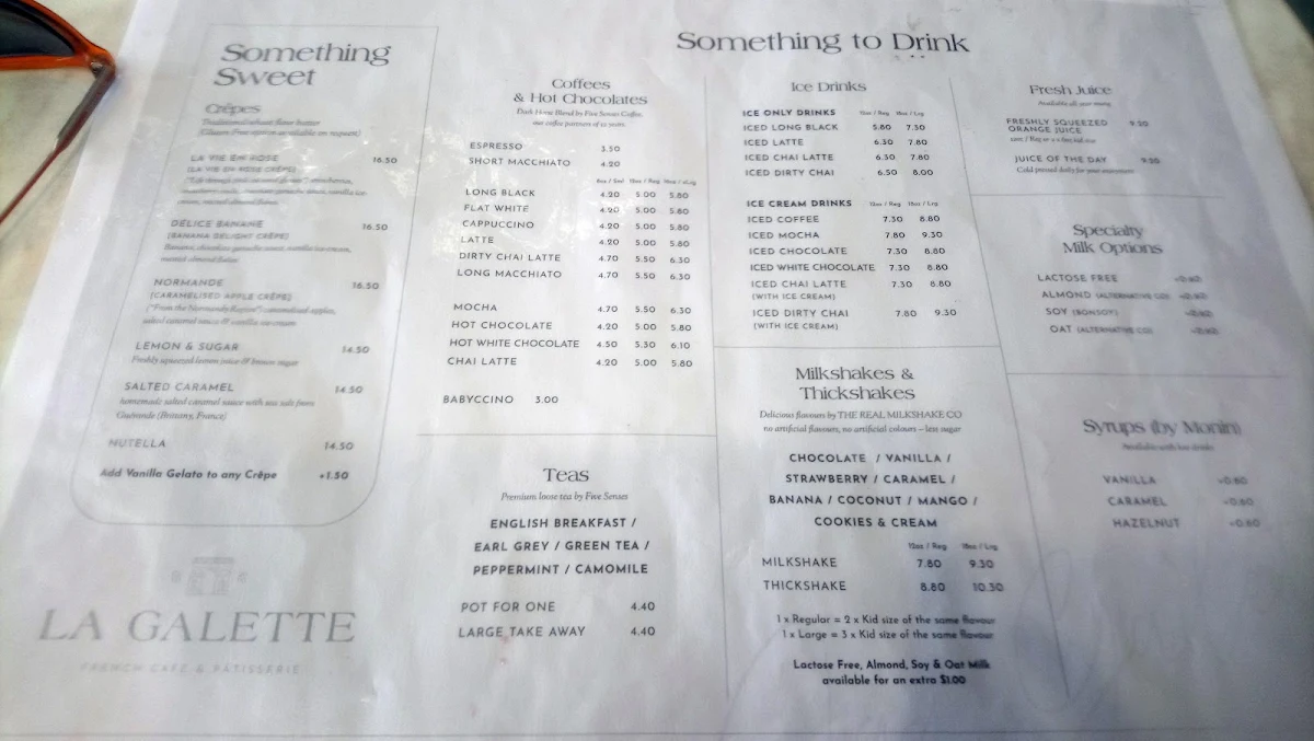 Menu, La Galette