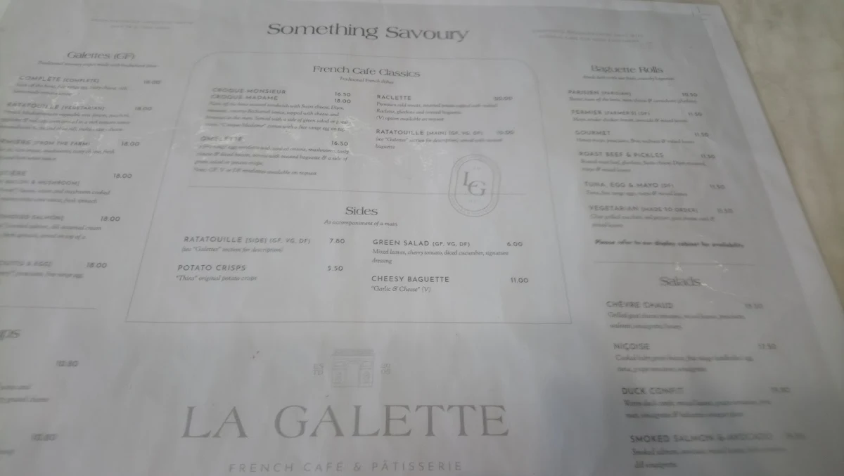 Menu, La Galette
