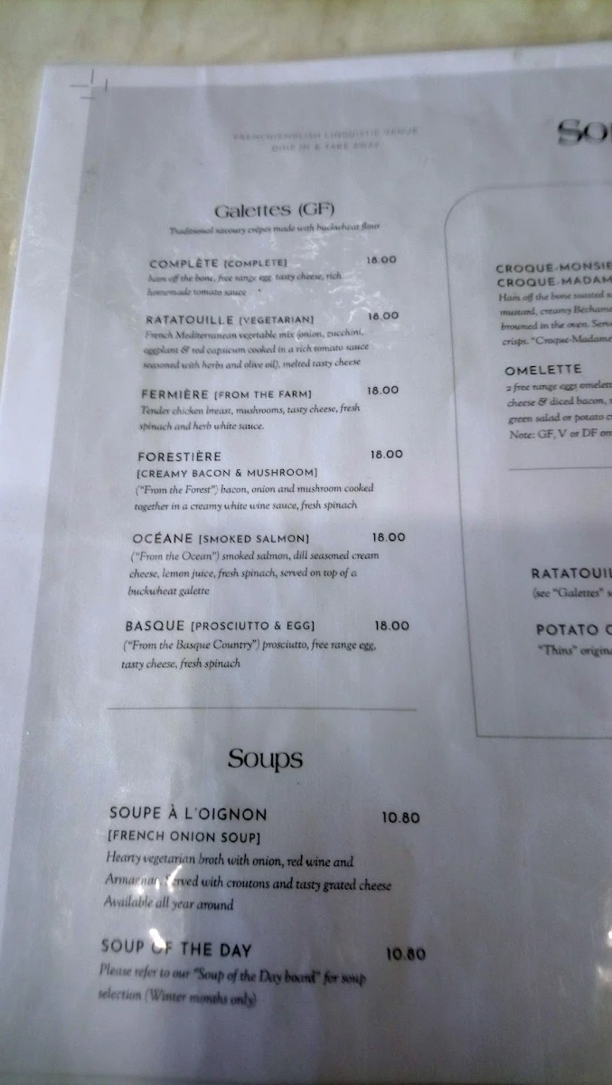 Menu, La Galette