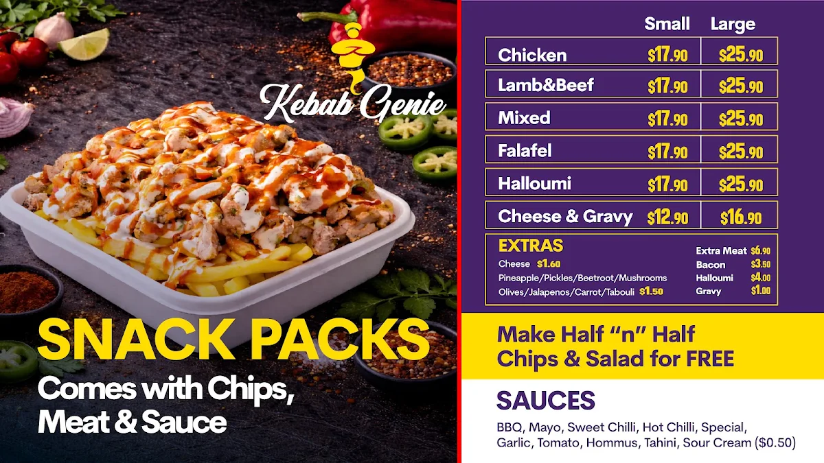 Menu, Kebab Genie
