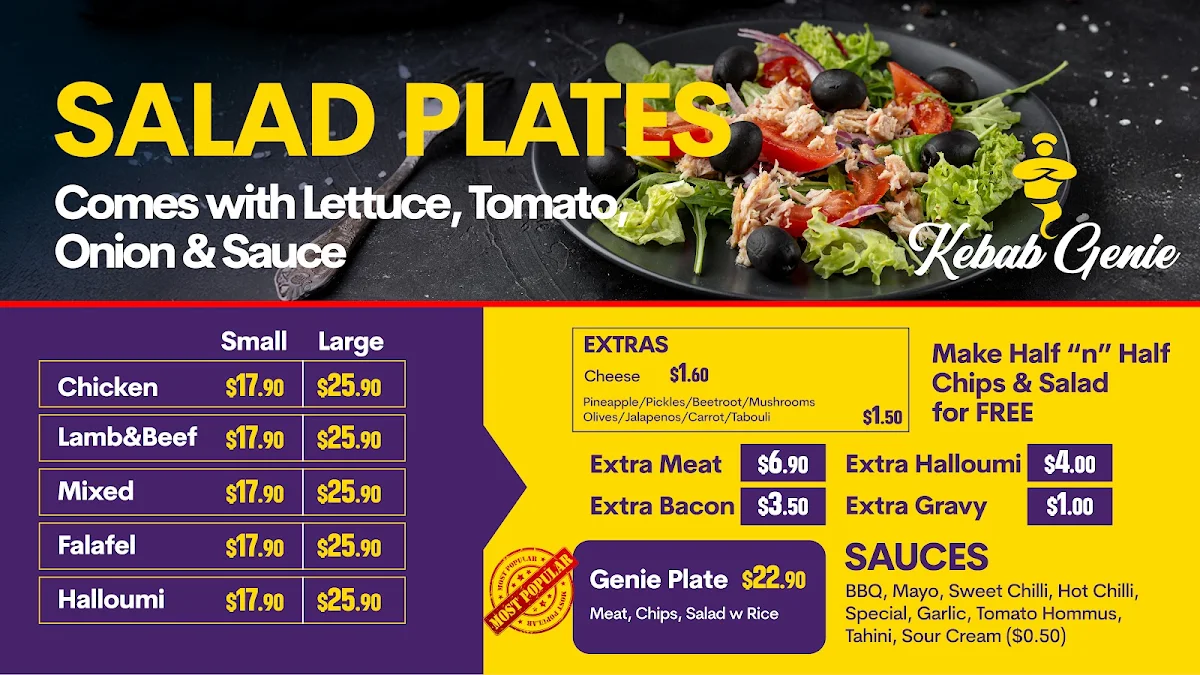 Menu, Kebab Genie